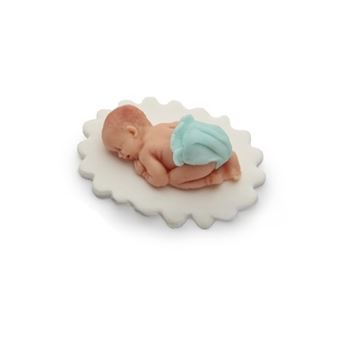 Picture of BABY IN A BLUE NAPPY 7 X 8CM HAND MADE SUGAR CAKE TOPPER